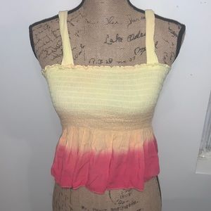 Ombré Yellow-Pink Crop Tank Size S